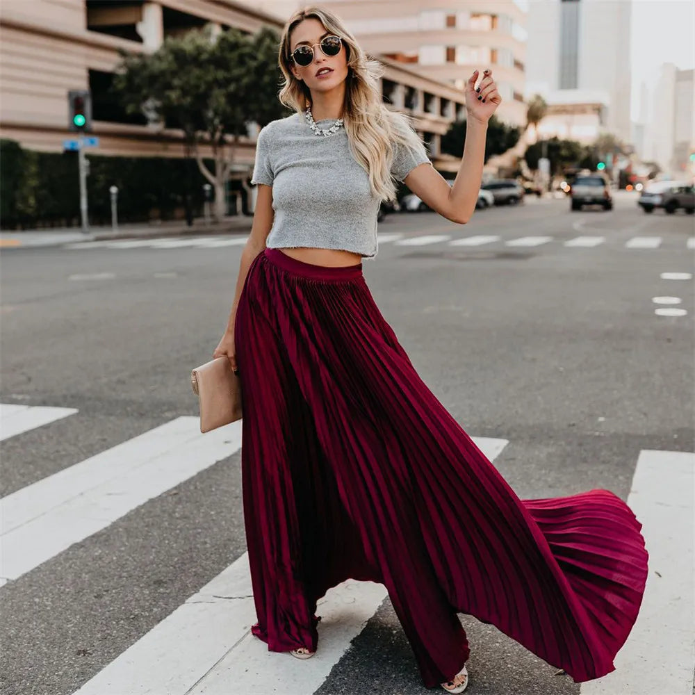 Eloura | Flowy Plissé Maxi Skirt