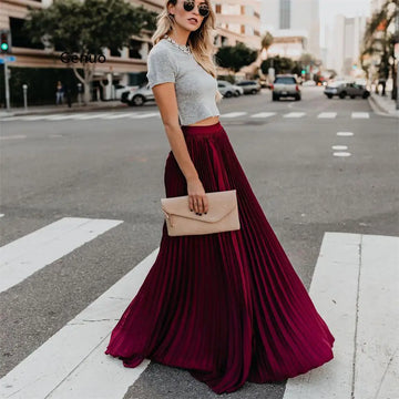 Eloura | Flowy Plissé Maxi Skirt