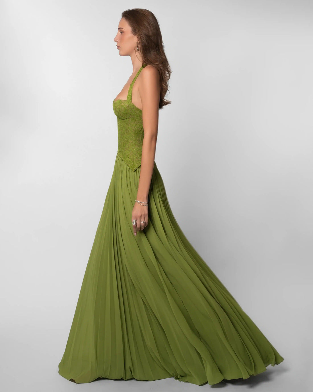 Elvaria | Luxe Maxi Jurk met Corset Top & Plissé Rok